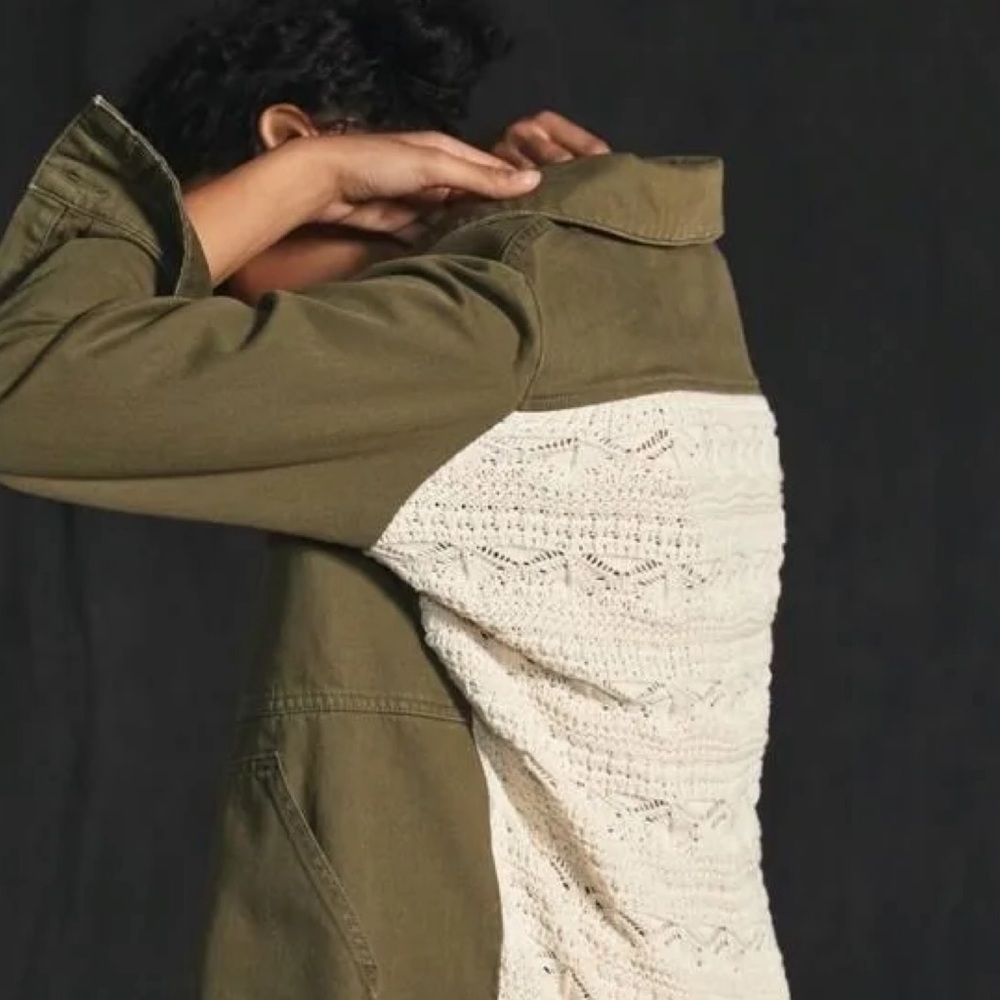 Anthropologie Crochet Back Utility Jacket